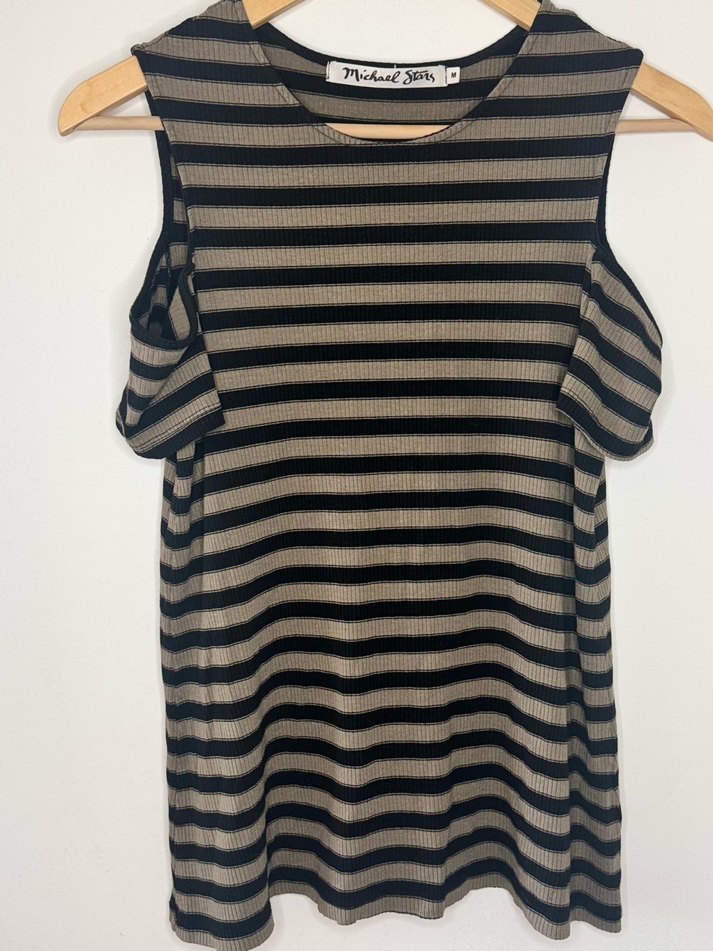 Michael Stars ribbed striped cold shoulder top In black Women’s Medium Nordstrom